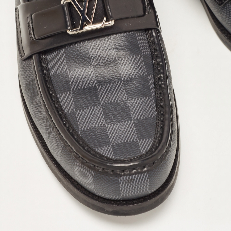 Pre Owned Louis Vuitton Damier Graphite Canvas and Leather Major Loafers Size 43