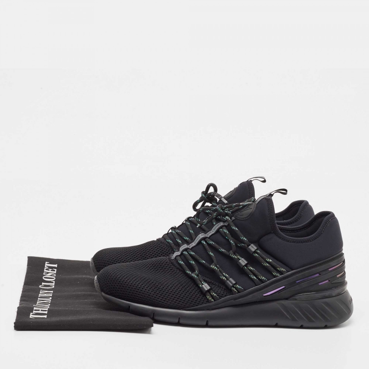 Pre Owned Louis Vuitton Black Fabric And Mesh Fastlane Sneakers Size 41.5  