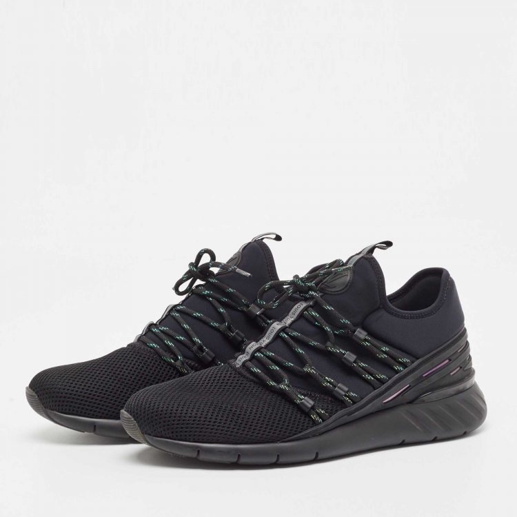 Pre Owned Louis Vuitton Black Fabric And Mesh Fastlane Sneakers Size 41.5  