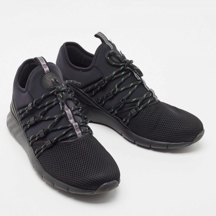 Pre Owned Louis Vuitton Black Fabric And Mesh Fastlane Sneakers Size 41.5  