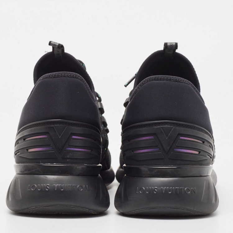 Pre Owned Louis Vuitton Black Fabric And Mesh Fastlane Sneakers Size 41.5  