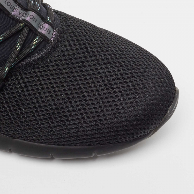 Pre Owned Louis Vuitton Black Fabric And Mesh Fastlane Sneakers Size 41.5  