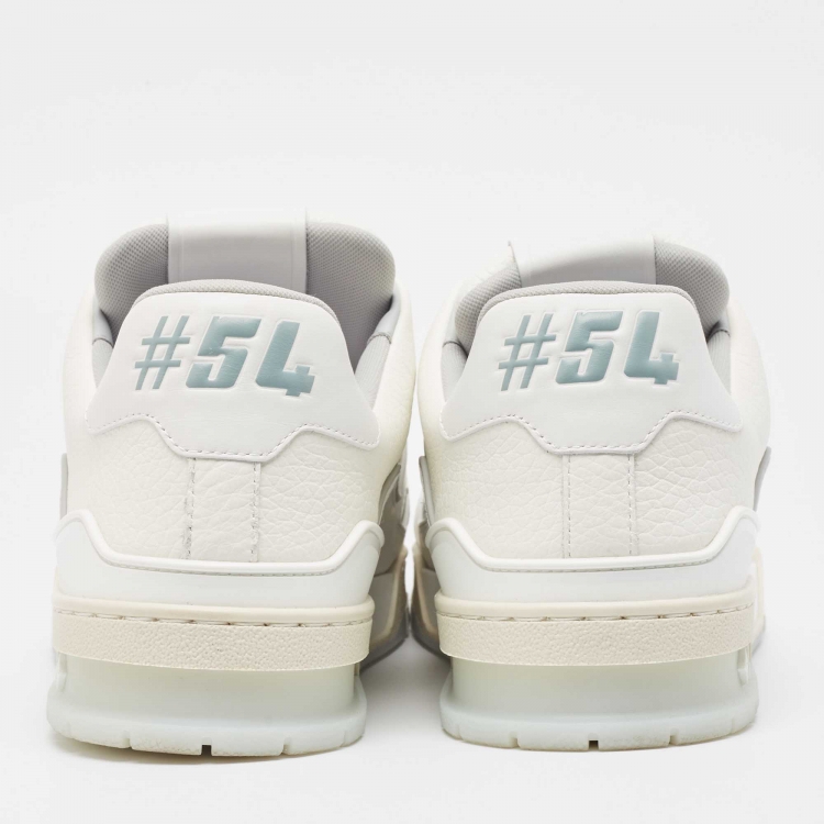 Pre Owned Louis Vuitton White Leather LV Trainer Sneakers Size 44
