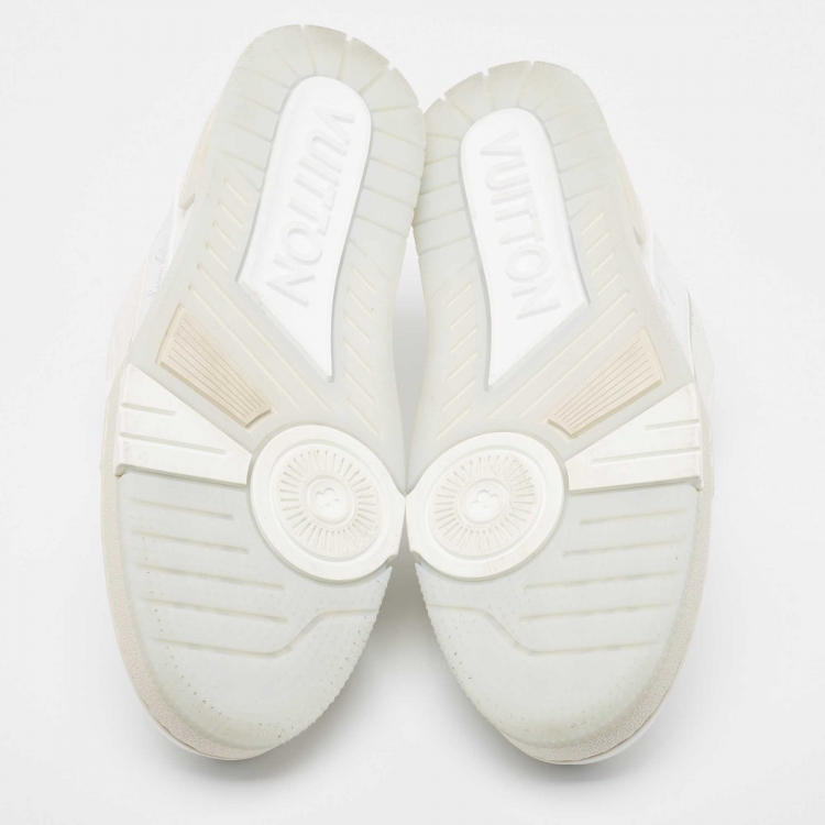 Pre Owned Louis Vuitton White Leather LV Trainer Sneakers Size 44