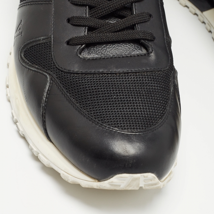 Pre Owned Louis Vuitton Black Monogram Canvas and Leather Run Away Sneakers Size 45