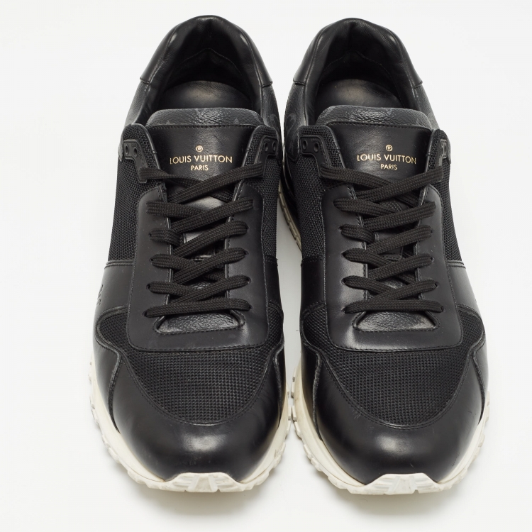 Pre Owned Louis Vuitton Black Monogram Canvas and Leather Run Away Sneakers Size 45