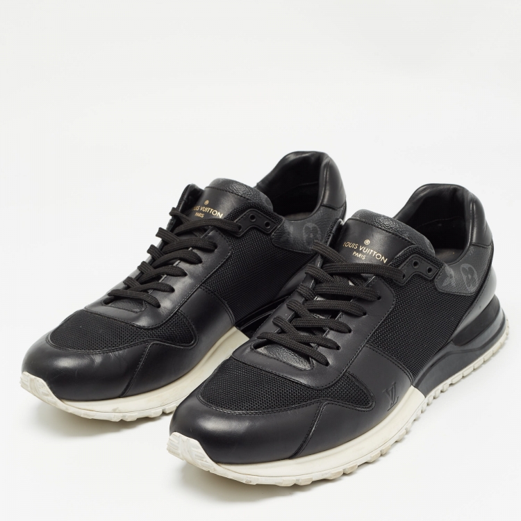 Pre Owned Louis Vuitton Black Monogram Canvas and Leather Run Away Sneakers Size 45