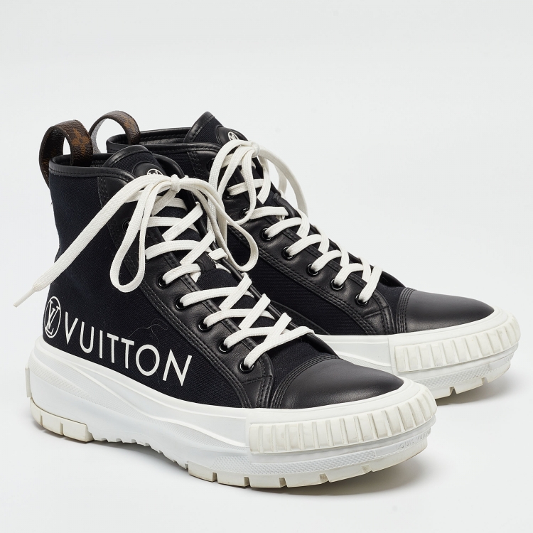 Pre Owned Louis Vuitton Black/Brown Monogram Canvas and Leather Squad High Top Sneakers Size 40
