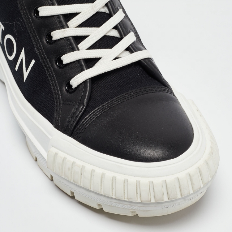 Pre Owned Louis Vuitton Black/Brown Monogram Canvas and Leather Squad High Top Sneakers Size 40