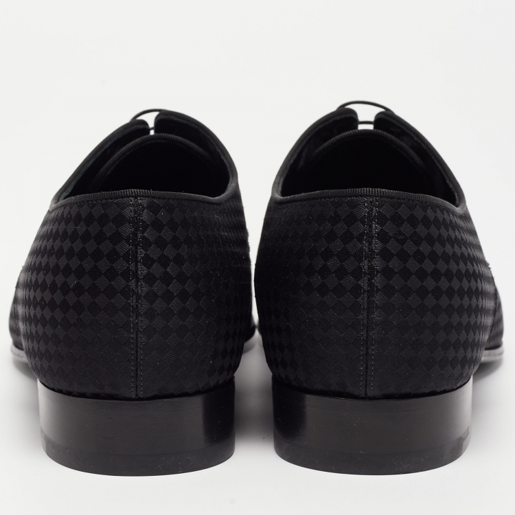 Pre Owned Louis Vuitton Black Petit Damier Fabric Solferino Derby Size 40.5