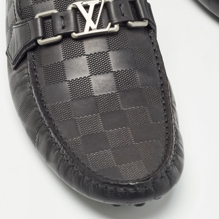 Pre Owned Louis Vuitton Black Leather Hockenheim Loafers Size 43