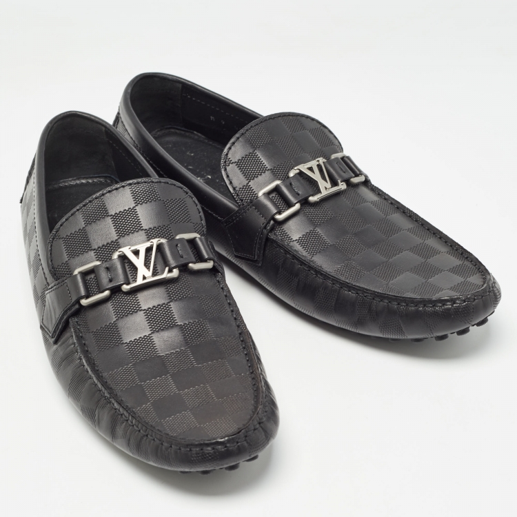 Pre Owned Louis Vuitton Black Leather Hockenheim Loafers Size 43