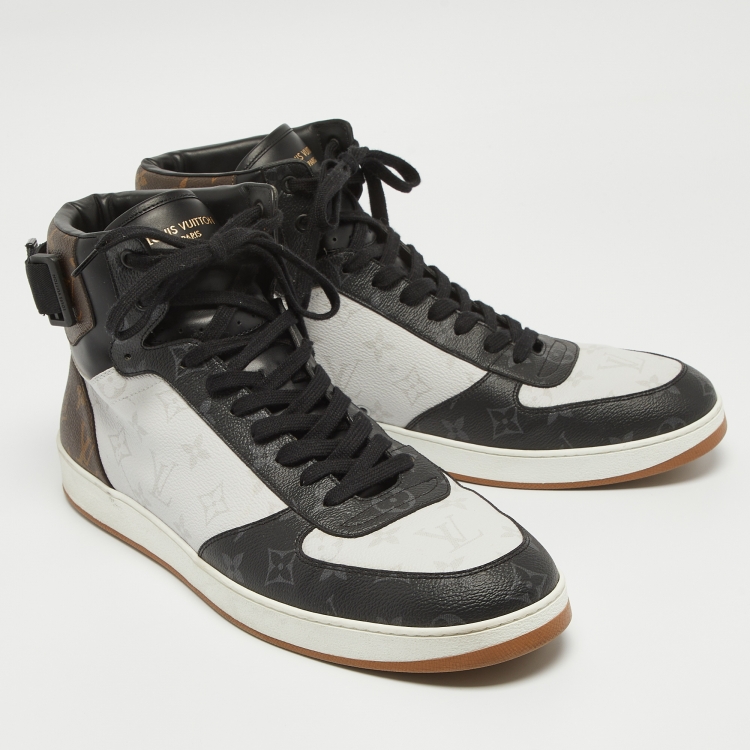 Pre Owned Louis Vuitton Tricolor Monogram Canvas And Leather Rivoli High Top Sneakers Size 47