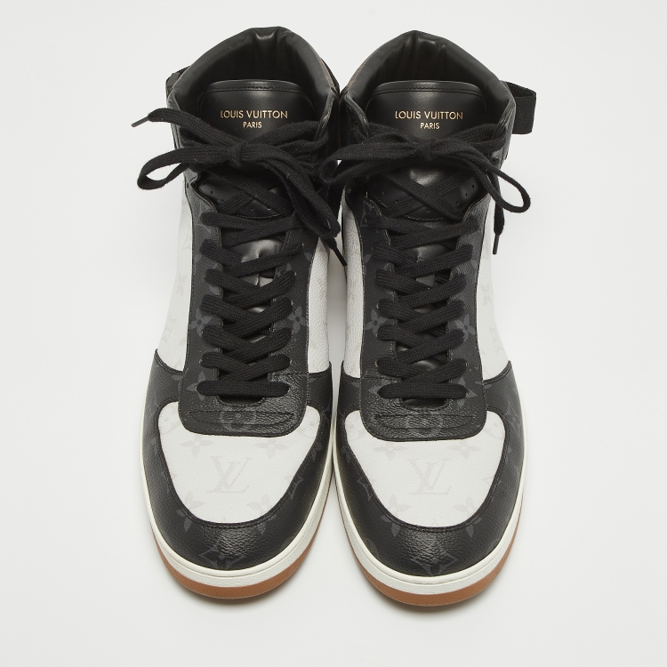 Pre Owned Louis Vuitton Tricolor Monogram Canvas And Leather Rivoli High Top Sneakers Size 47