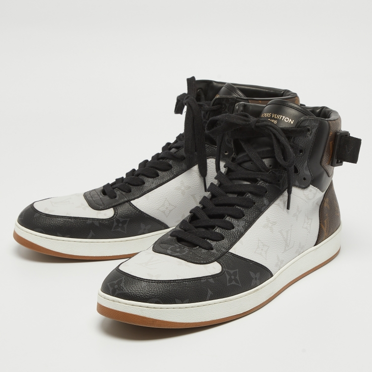 Pre Owned Louis Vuitton Tricolor Monogram Canvas And Leather Rivoli High Top Sneakers Size 47