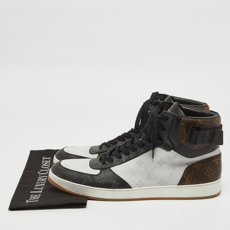 Pre Owned Louis Vuitton Tricolor Monogram Canvas And Leather Rivoli High Top Sneakers Size 47