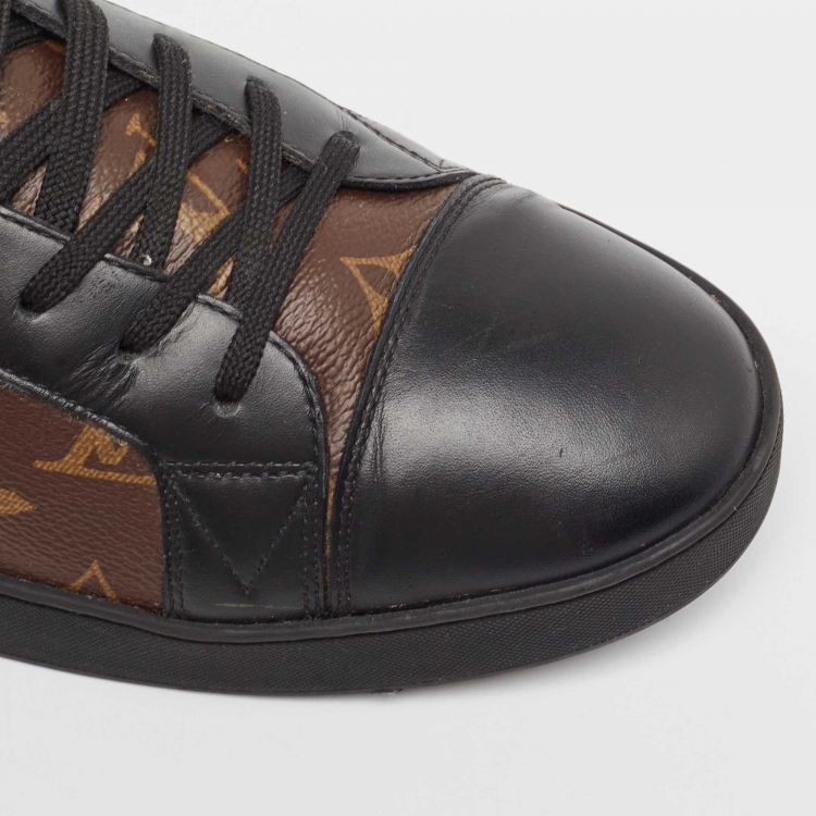 Pre Owned Louis Vuitton Brown/Black Monogram Canvas and Leather Match Up Sneakers Size 43