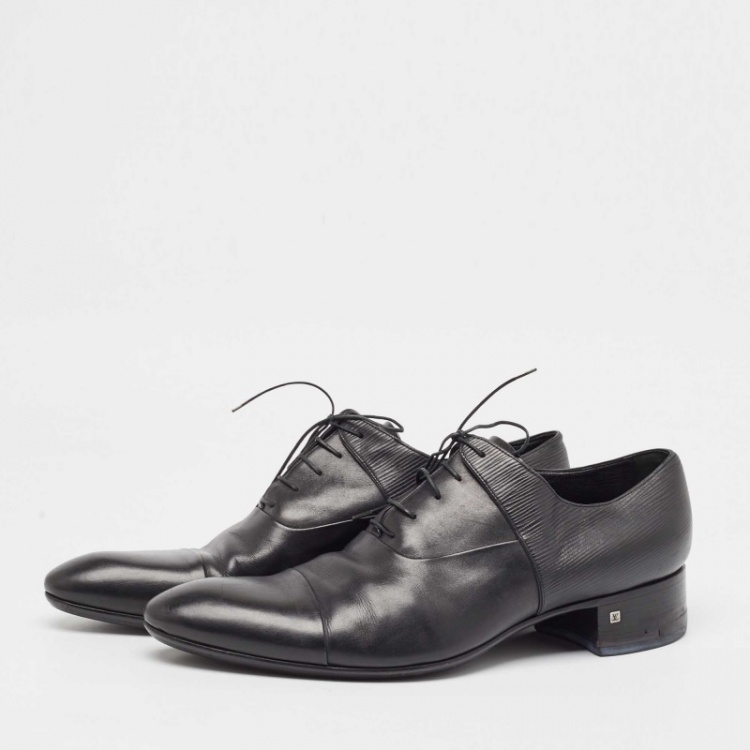 Pre Owned Louis Vuitton Black Epi Leather Classic Cap Toe Derby Size 45