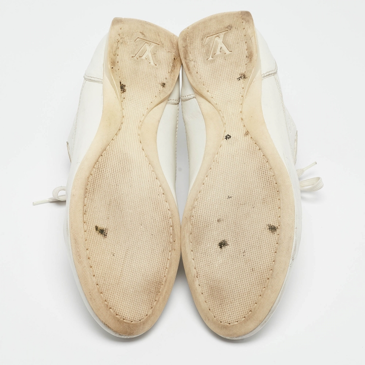 Pre Owned Louis Vuitton White Leather Low Top Sneakers Size 44.5