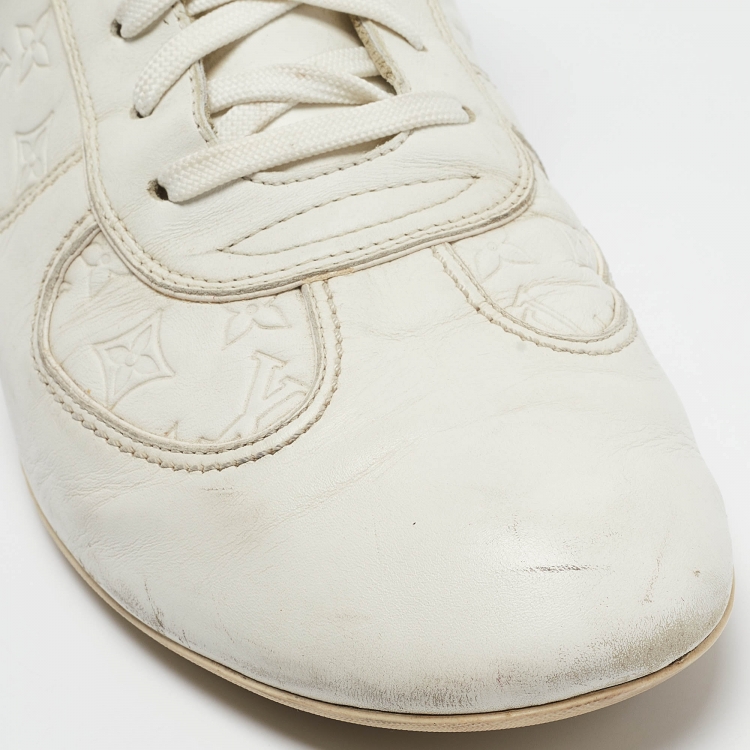 Pre Owned Louis Vuitton White Leather Low Top Sneakers Size 44.5