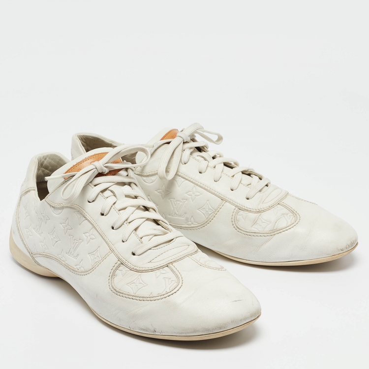 Pre Owned Louis Vuitton White Leather Low Top Sneakers Size 44.5