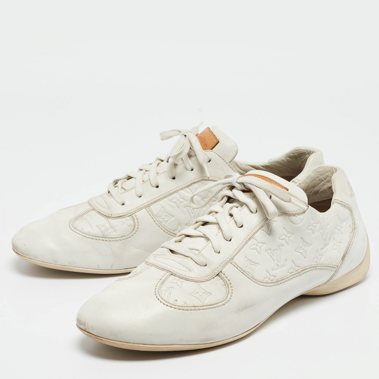 Pre Owned Louis Vuitton White Leather Low Top Sneakers Size 44.5