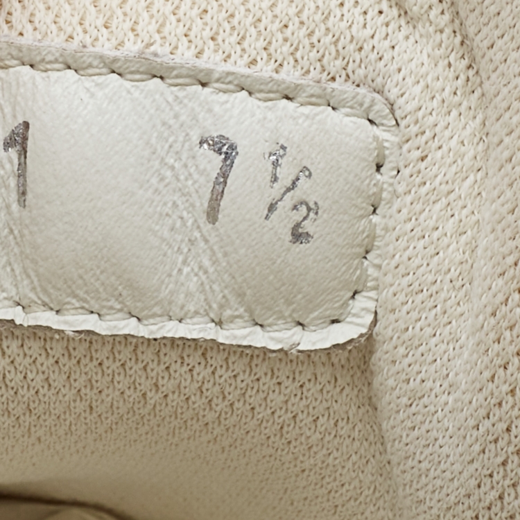 Pre Owned Louis Vuitton White Monogram Embossed Leather Luxembourg Sneakers Size 41.5