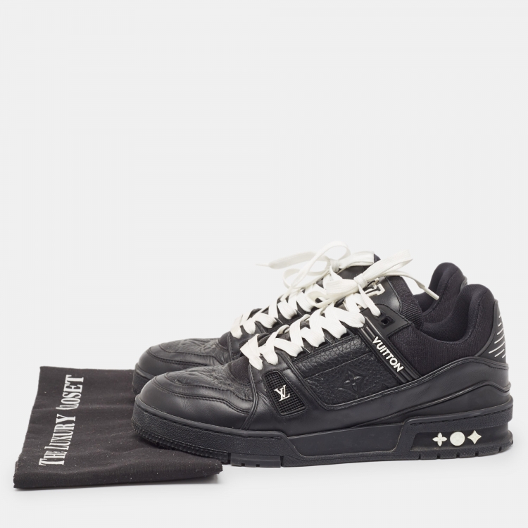 Pre Owned Louis Vuitton Black Leather Trainer Sneakers Size 41