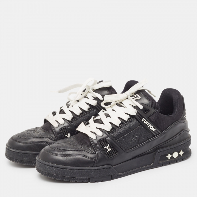 Pre Owned Louis Vuitton Black Leather Trainer Sneakers Size 41