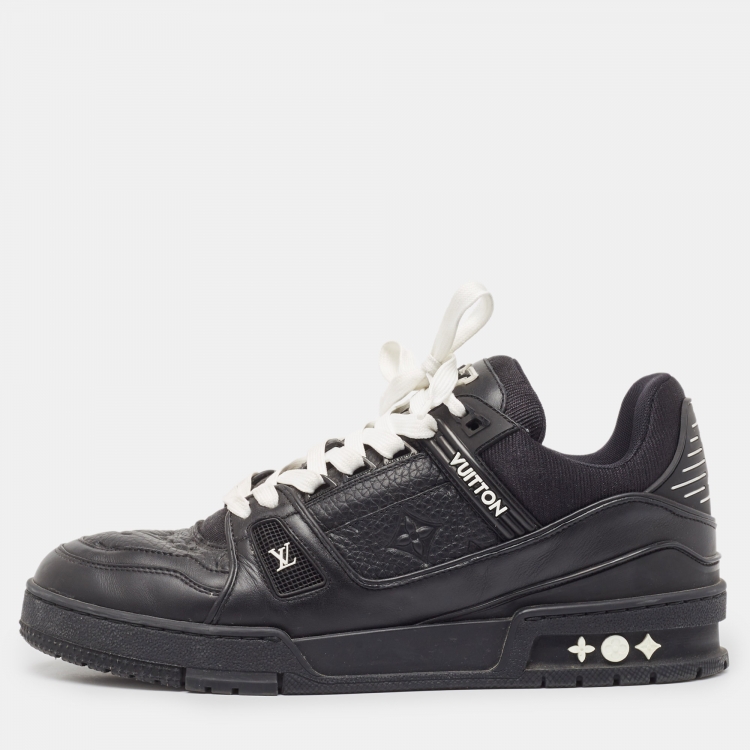 Pre Owned Louis Vuitton Black Leather Trainer Sneakers Size 41