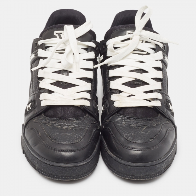 Pre Owned Louis Vuitton Black Leather Trainer Sneakers Size 41