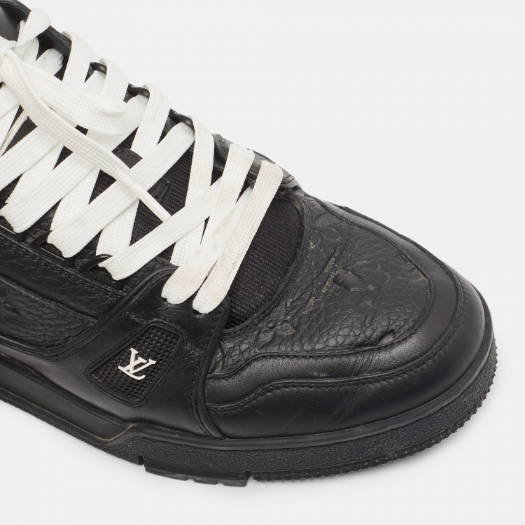 Pre Owned Louis Vuitton Black Leather Trainer Sneakers Size 41