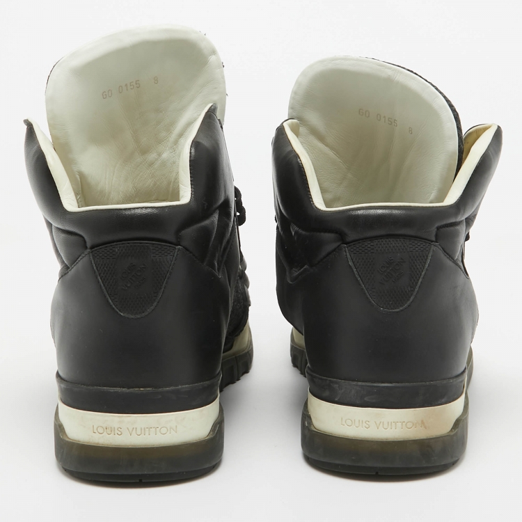 مملوكة مسبقًا Louis Vuitton Black Leather and Fabric Trailblazer Sneakers Size 42