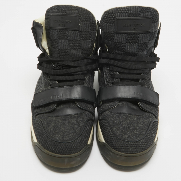 مملوكة مسبقًا Louis Vuitton Black Leather and Fabric Trailblazer Sneakers Size 42