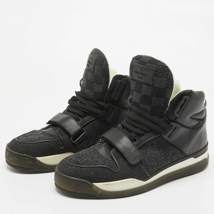 مملوكة مسبقًا Louis Vuitton Black Leather and Fabric Trailblazer Sneakers Size 42
