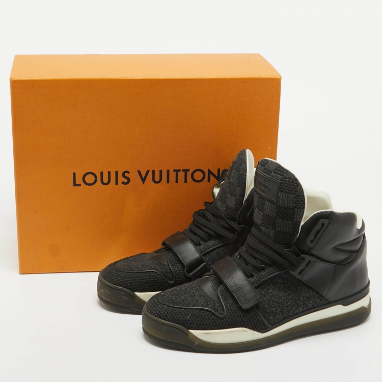 مملوكة مسبقًا Louis Vuitton Black Leather and Fabric Trailblazer Sneakers Size 42