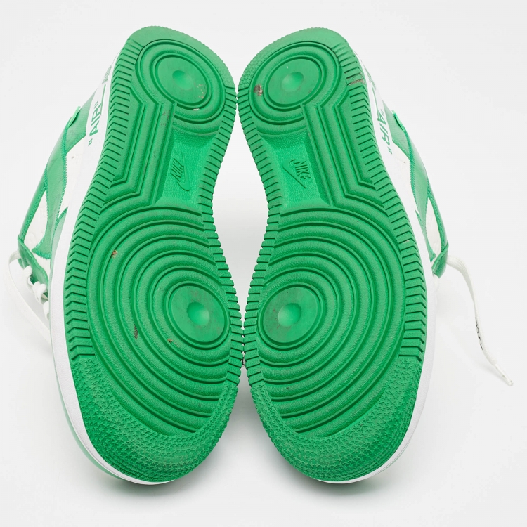 Pre Owned Louis Vuitton x Nike Green/White Monogram Canvas and Leather Air Force 1 Sneakers Size 43.5