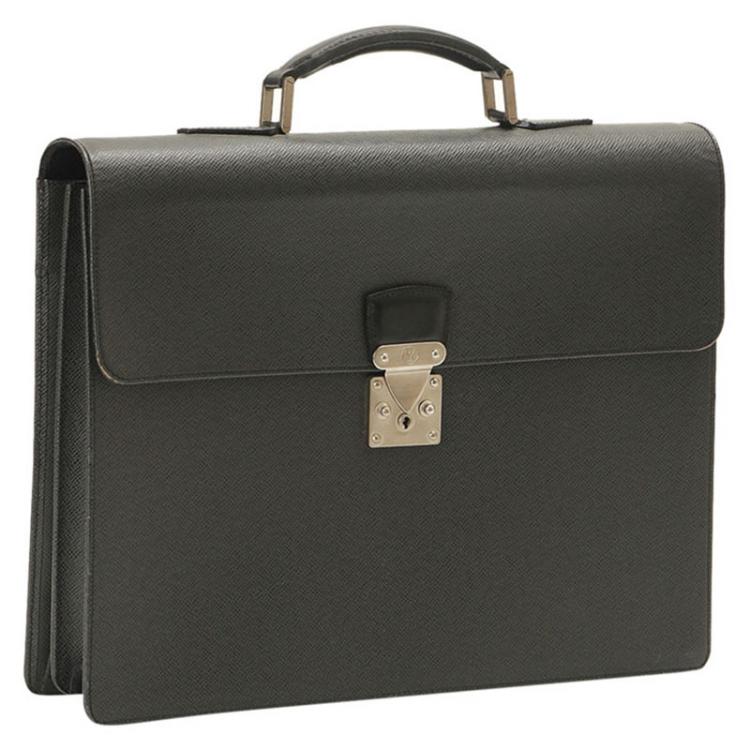Pre Owned Louis Vuitton Ardoise Taiga Leather Robusto 2 Compartments Briefcase