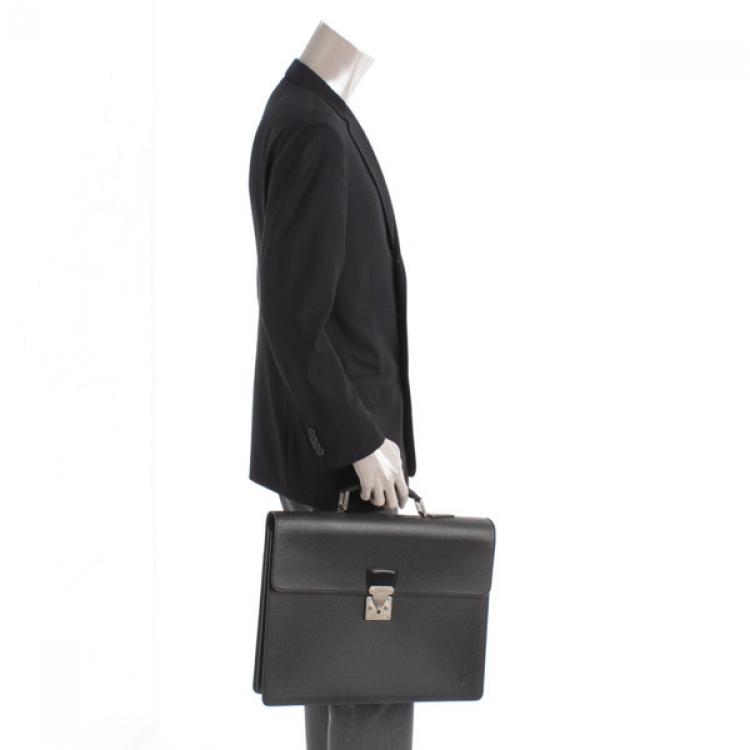 Pre Owned Louis Vuitton Ardoise Taiga Leather Robusto 2 Compartments Briefcase