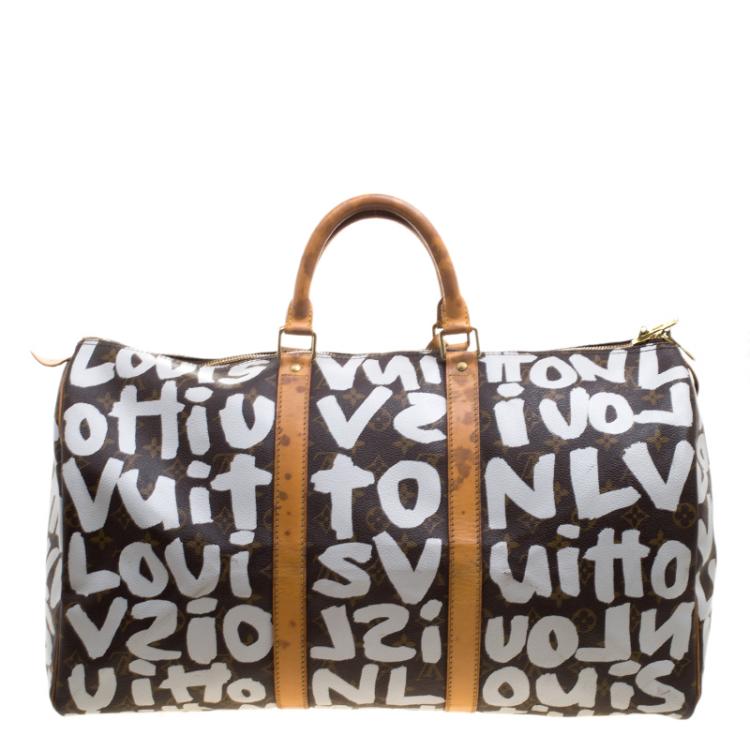 Pre Owned Louis Vuitton Monogram Canvas Limited Edition Graffiti Keepall 50