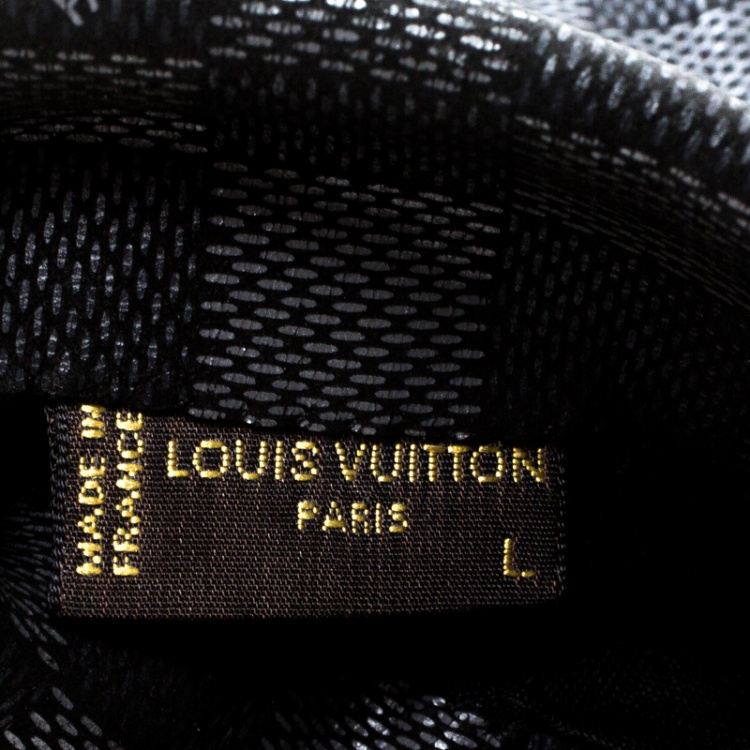 Pre Owned Louis Vuitton Black Leather Damier Graphite Print Gloves L
