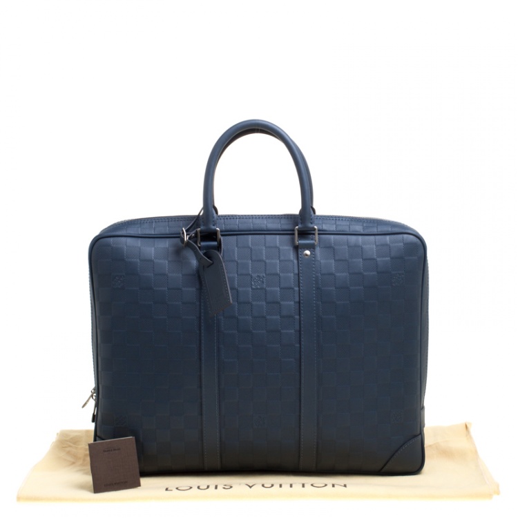 Pre Owned Louis Vuitton Blue Damier Infini Leather Porte Documents Voyage Briefcase