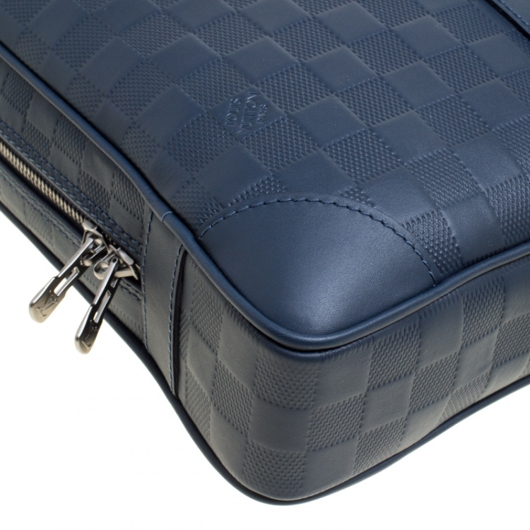 Pre Owned Louis Vuitton Blue Damier Infini Leather Porte Documents Voyage Briefcase