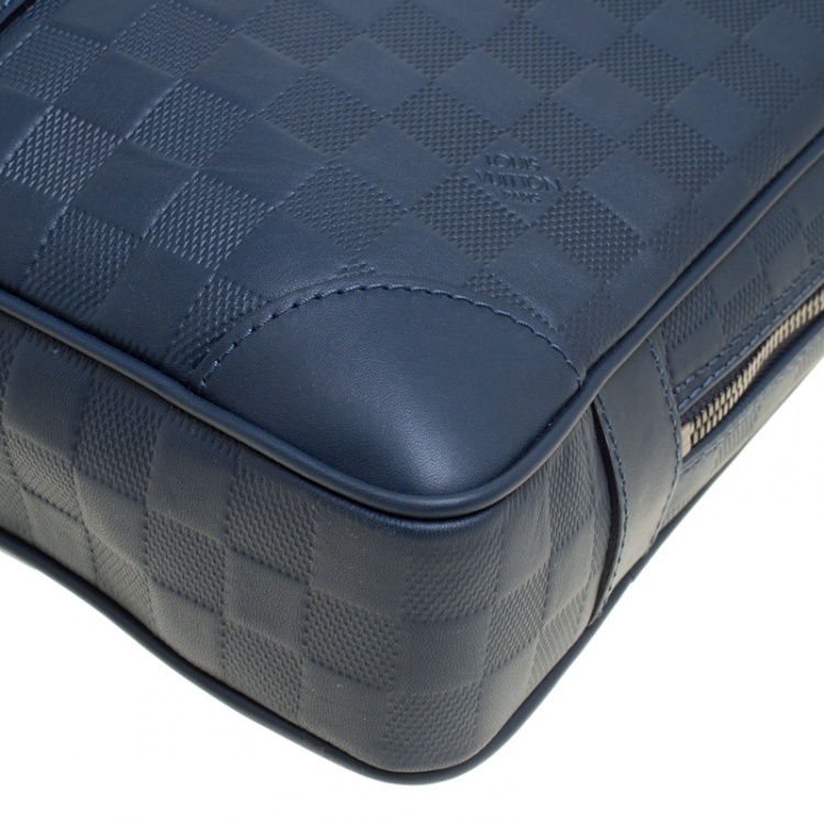 Pre Owned Louis Vuitton Blue Damier Infini Leather Porte Documents Voyage Briefcase