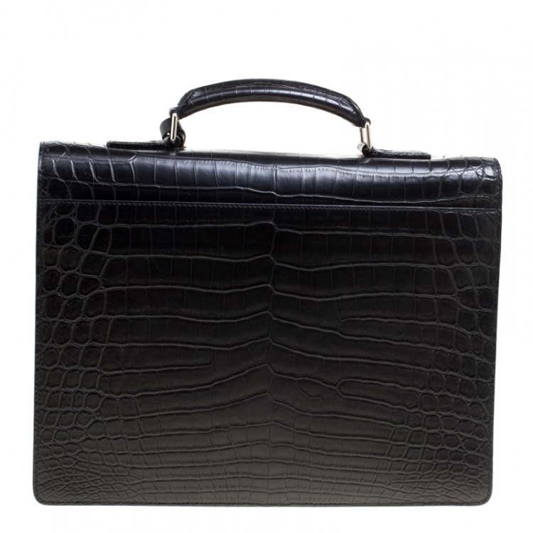 Pre Owned Louis Vuitton Black Crocodile Robusto Briefcase