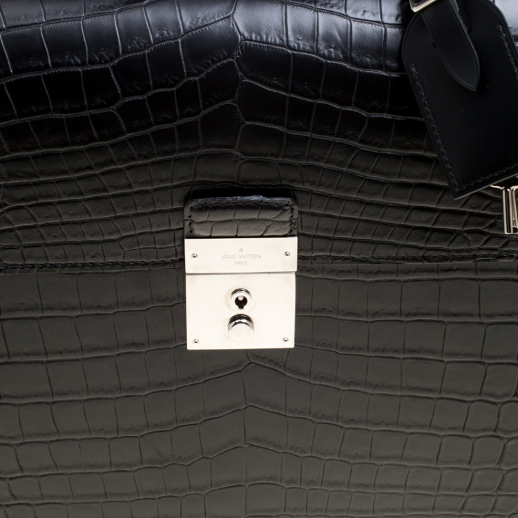 Pre Owned Louis Vuitton Black Crocodile Robusto Briefcase
