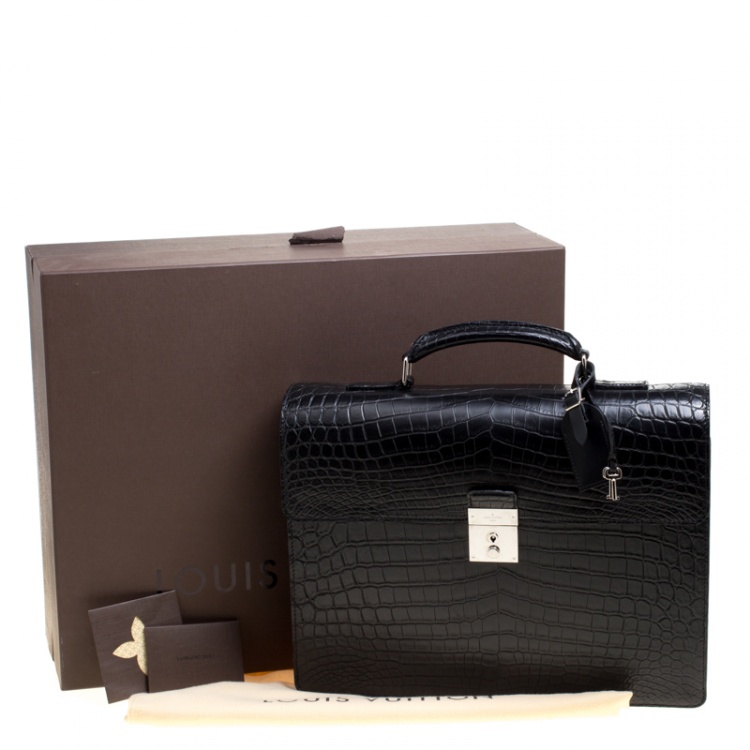Pre Owned Louis Vuitton Black Crocodile Robusto Briefcase