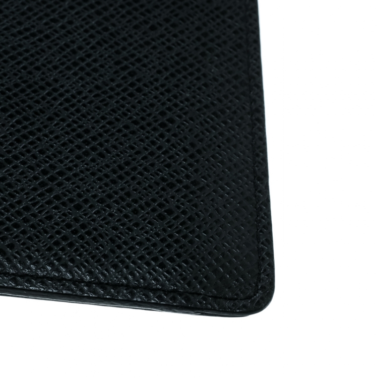 Pre Owned Louis Vuitton Black Taiga Leather Passport Cover