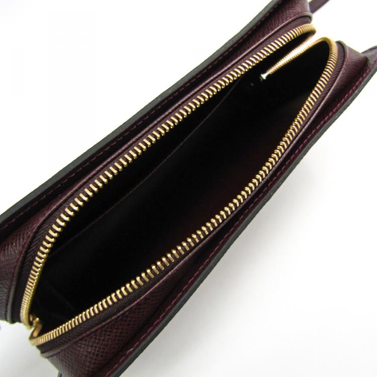 Pre Owned Louis Vuitton Burgundy Taiga Leather Pochette Baikal Clutch Bag