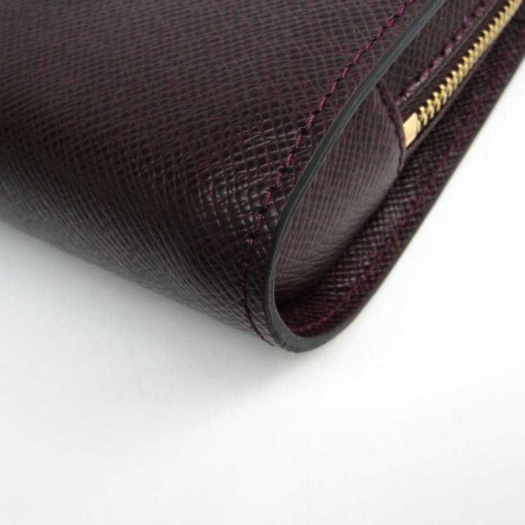 Pre Owned Louis Vuitton Burgundy Taiga Leather Pochette Baikal Clutch Bag